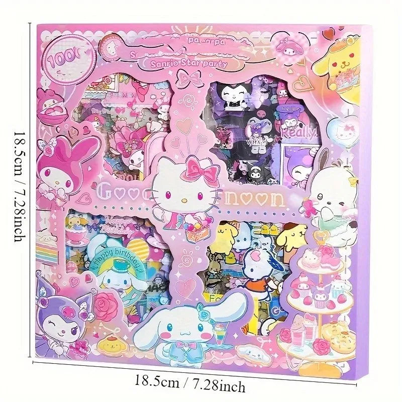 Non-Repeating 100-Piece Sticker Set Cinnamoroll Kuromi Waterproof Stationery Sticker Gift Box Birthday Gift ALPENZO