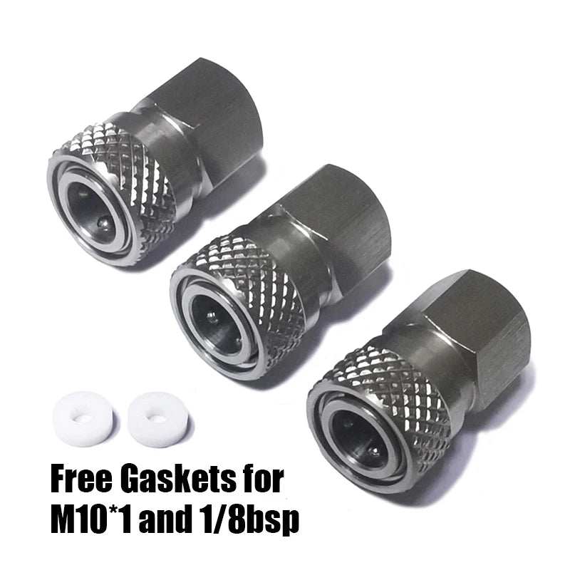 HPA Air Quick Disconnect Male Female Adaptor 8mm Fill Nipple High Pressure 1/8NPT 1/8BSP M10*1 M8*1 Stainless Steel