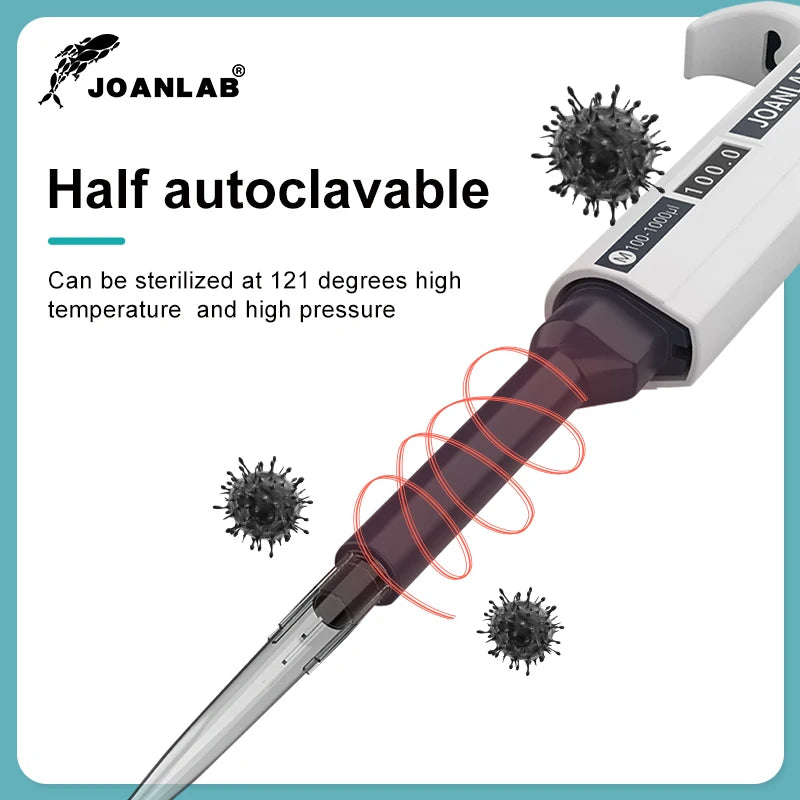JOANLAB Micropipette Laboratory Automatic Pipette Digital Adjustable Plastic Pipette Chemistry Lab Equipment With Pipette Tips ALPENZO
