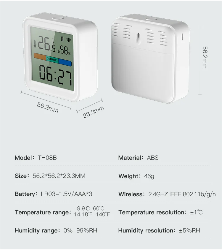 Tuya WiFi Temperature Humidity Sensor Smart Life Backlight Hygrometer Thermometer Sensor For Smart Home - ALPENZO