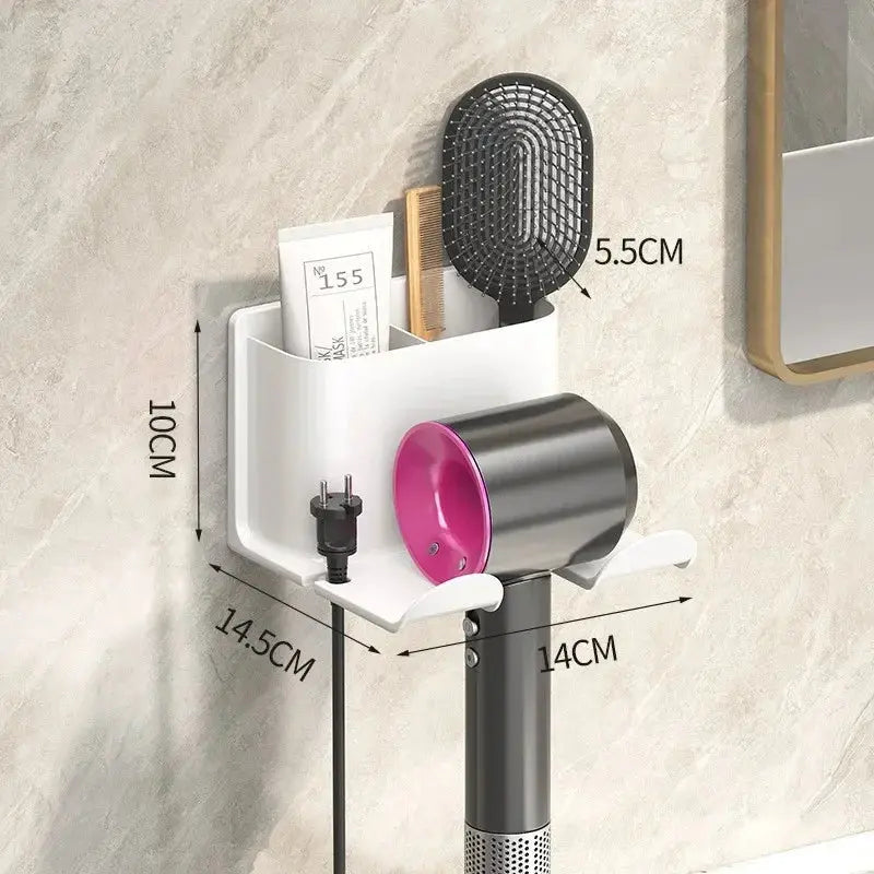 No Punching Hair Dryer Holder Makeup Hair Tool Storage Rack Wall Shaver Comb Sundries Shelf Bathroom Organizer Home Accessories