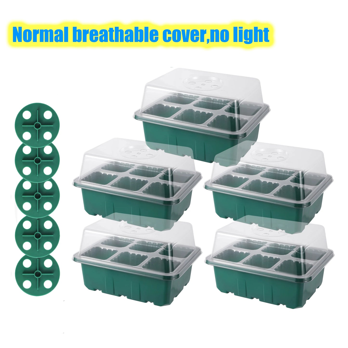 Seed Starter Tray Box With LED Grow Light Nursery Pot Seedling Germination Planter Adjustable Ventilation Humidity 6/12/13 Cell - ALPENZO
