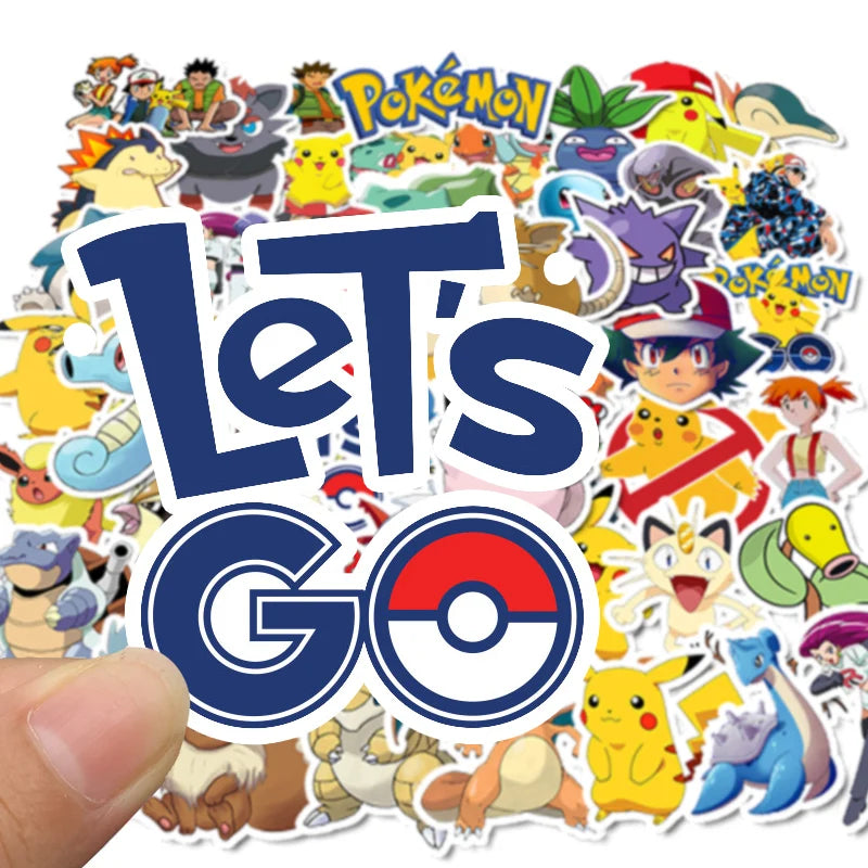 50/100Pcs Pokemon Stickers Kawaii Pikachu Skateboard Bicycle Guitar Laptop Kids Waterproof Stiker Toys ALPENZO