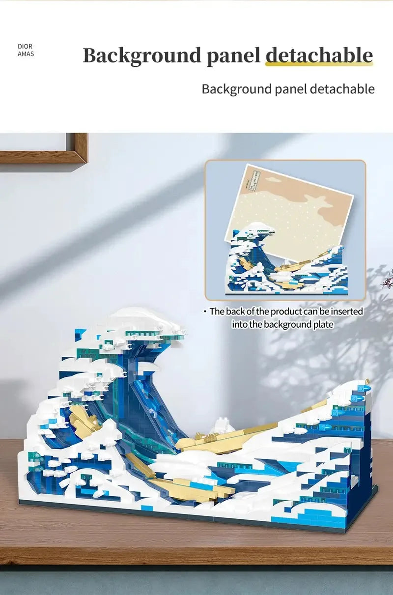Pantasy Kanagawa Surfing Puzzle Ukiyo-E Building Block Decoration Creative Assembling Toy World Famous Painting Gift ALPENZO