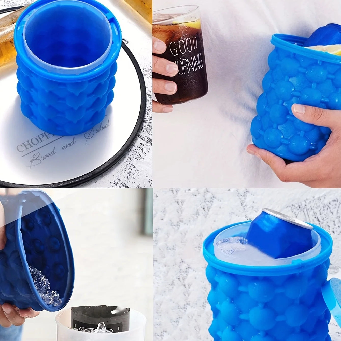 2-in-1 Silicone Bucket Ice Cube Maker Easy Freezing and Serving Perfect for Bars Clubs Essential Drinkware Kitchen Accessories ALPENZO