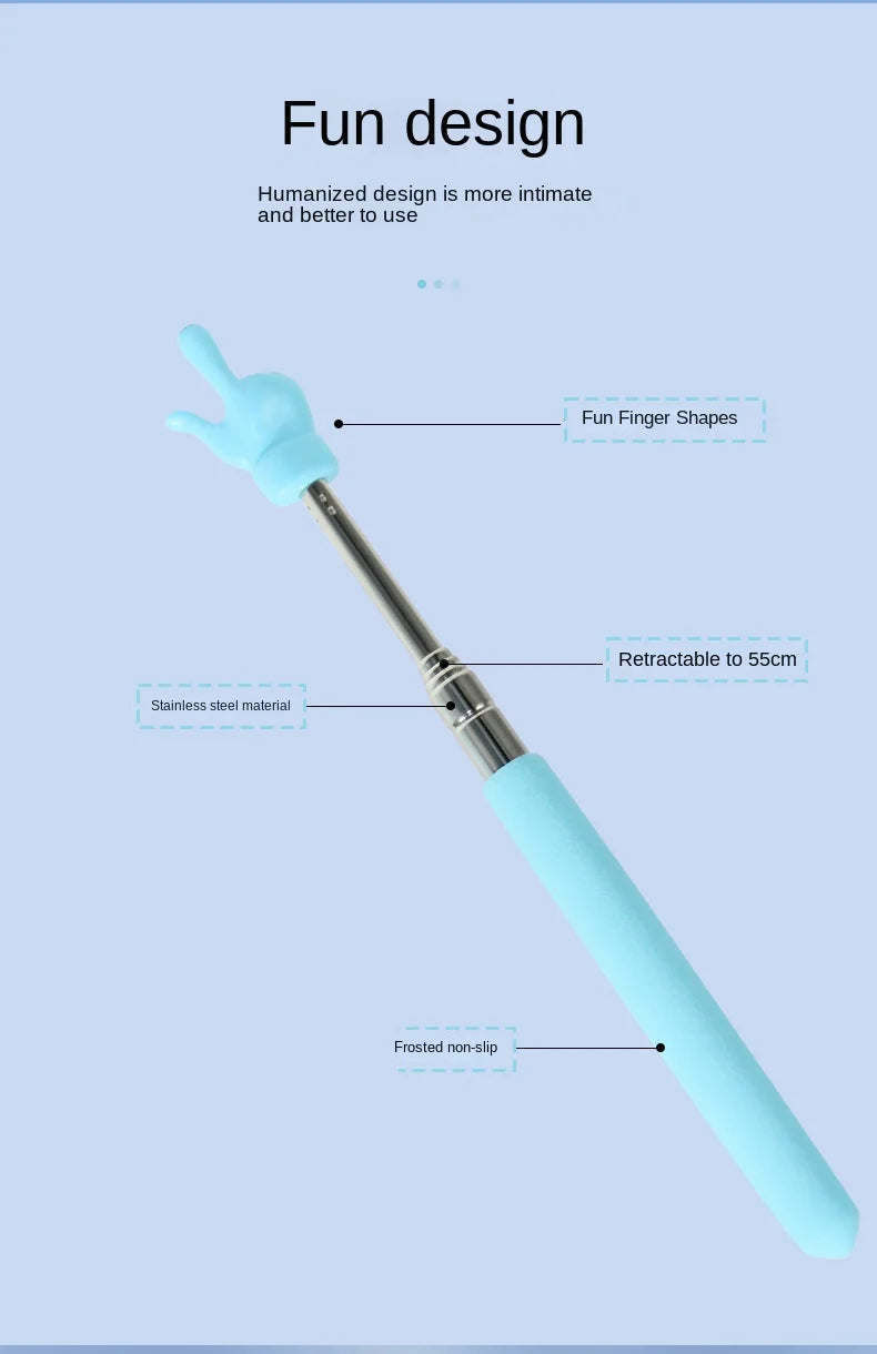 Retractable Teacher Pointer Finger Design StainlessSteel Telescopic School Teaching Pointer Stick Teacher Supplies for Classroom ALPENZO