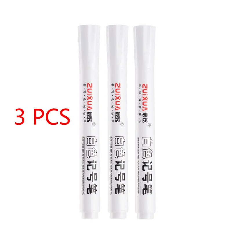 White Marker Pens set 2.0mm Oily Waterproof White Gel Pen DIY Graffiti Sketching Marker Stationery Writing School Supplies brush ALPENZO