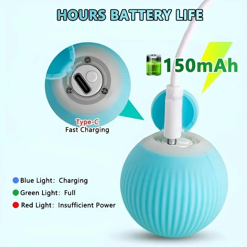 Power Ball Cat Toy, Interactive Cat Smart Ball Toy, Automatic Power Rolling Ball, Indoor Smart Pet Toy Ball with USB Charging - ALPENZO