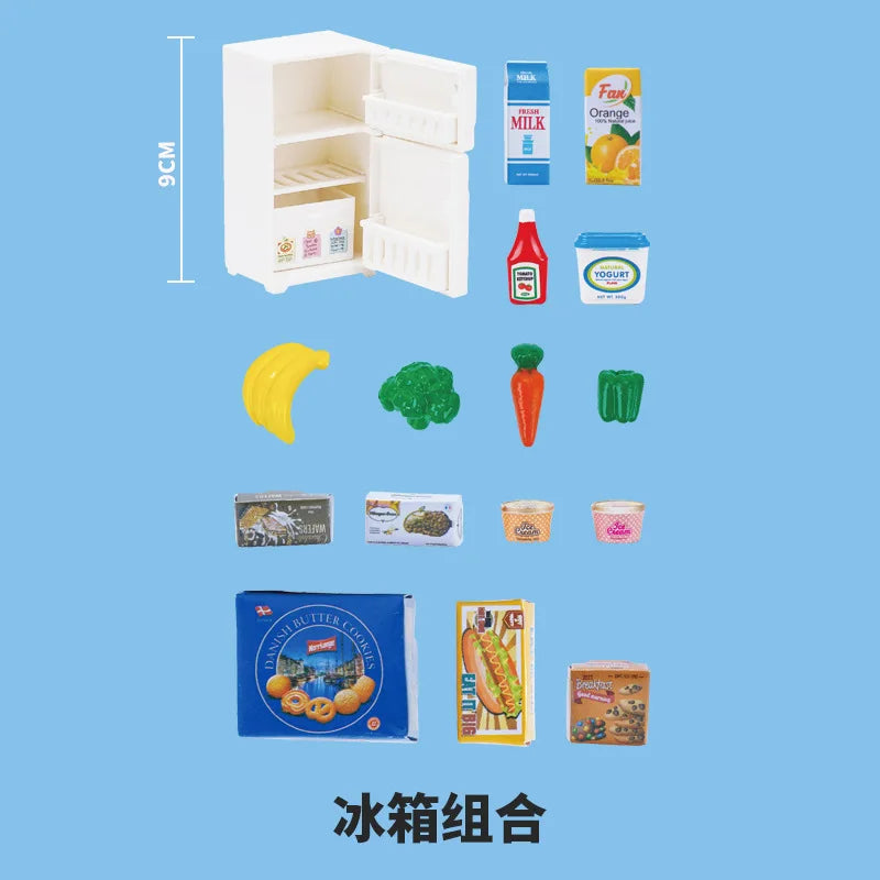 miniature items dollhouse furniture accessories living room bedroom supermarket shopping games family interaction doll kids toys ALPENZO