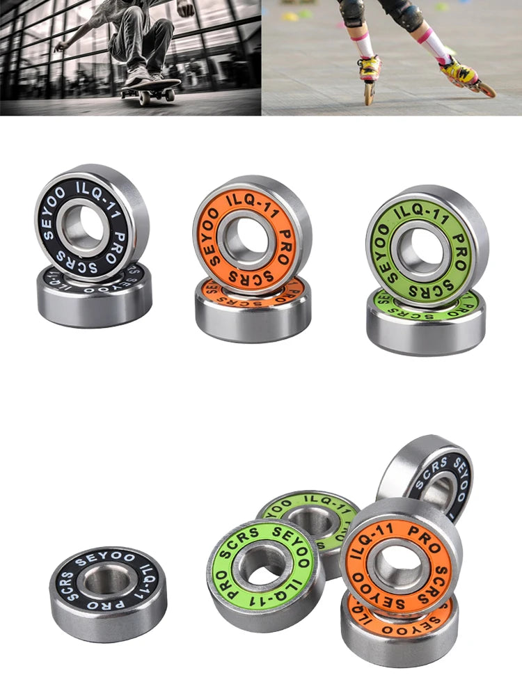 8PC bearings ILQ-11 high-speed bearings are suitable forskateboard long board inline roller skates and ice skates with low noise