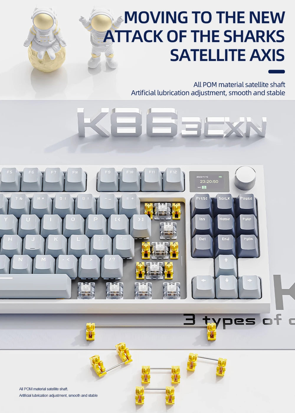 K86 Wireless Hot-Swappable Mechanical Keyboard Bluetooth/2.4g With Display Screen and Volume Rotary Button for Games and Work - ALPENZO