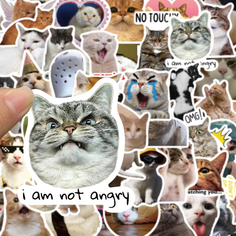 10/30/50pcs Kawaii Cat Meme Stickers Graffiti Notebook Luggage Laptop Phone Stationery Cute Cartoon Decals DIY Waterproof Toys ALPENZO