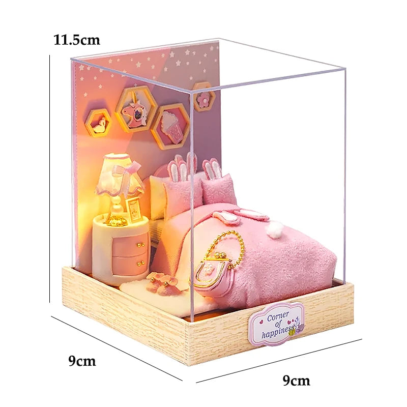 Wooden Miniature Doll House DIY Small House Kit 3D Puzzle Assemble Building Model Home Bedroom Decoration With Furniture Gifts ALPENZO