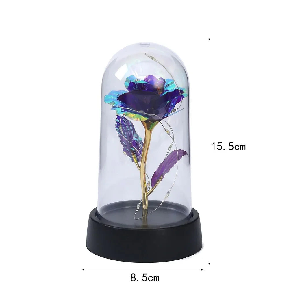 Valentines Day Gift for Girlfriend Eternal Rose LED Light Foil Flower In Glass Cover Mothers Day Wedding Favors Bridesmaid Gift - ALPENZO