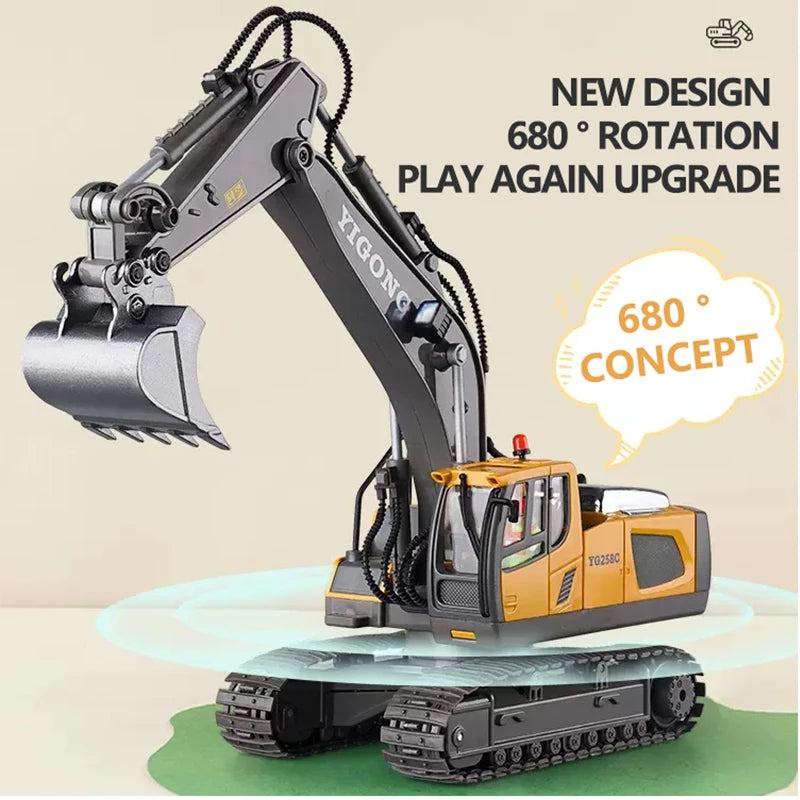 RC Excavator Dumper Car 2.4G Remote Control Engineering Vehicle Crawler Truck Bulldozer Toys for Boys Kids Christmas Gifts ALPENZO