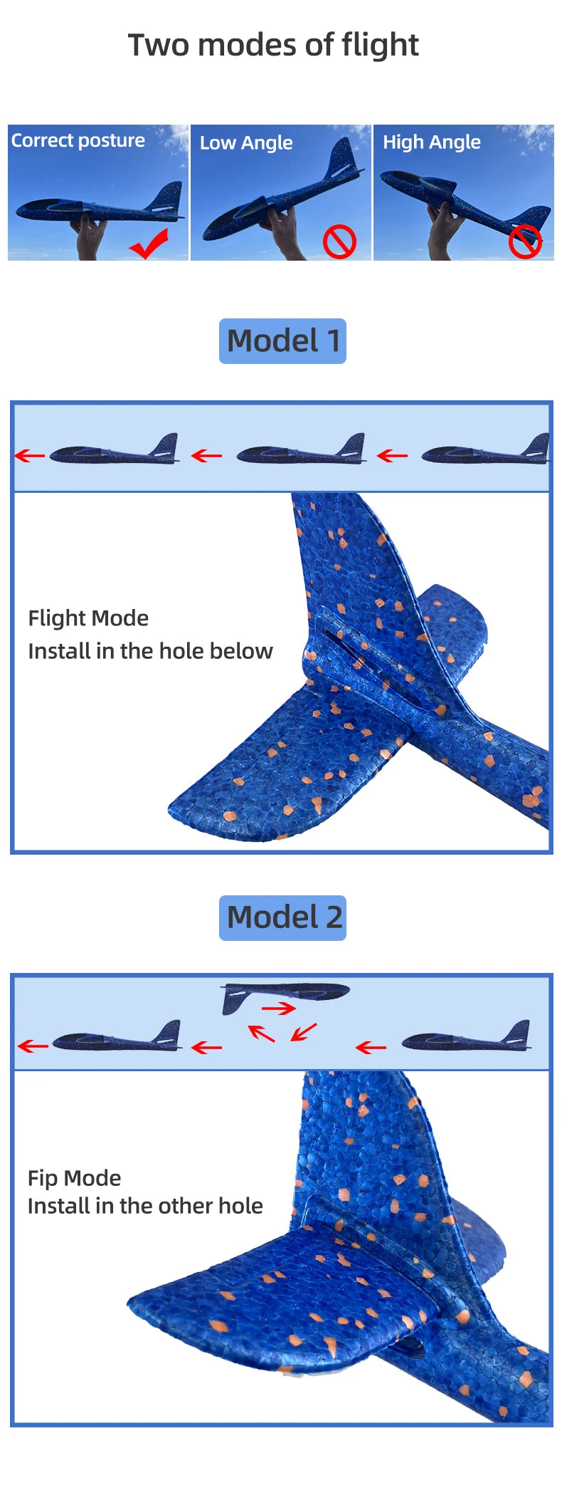 50CM Big Foam Plane Glider Hand Throw Airplane Light Inertial EPP Bubble Planes Outdoor Launch Kids Toys for Children Boys Gift ALPENZO