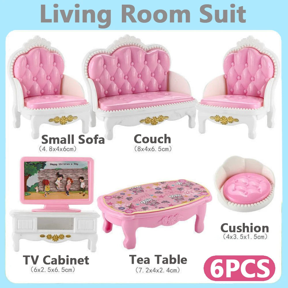 24Pcs Style Brown Miniature DollhouseFurniture Accessory Kids Toy Cute Kawaii Pink Kitchen Cooking Things For Girl Gifts ALPENZO