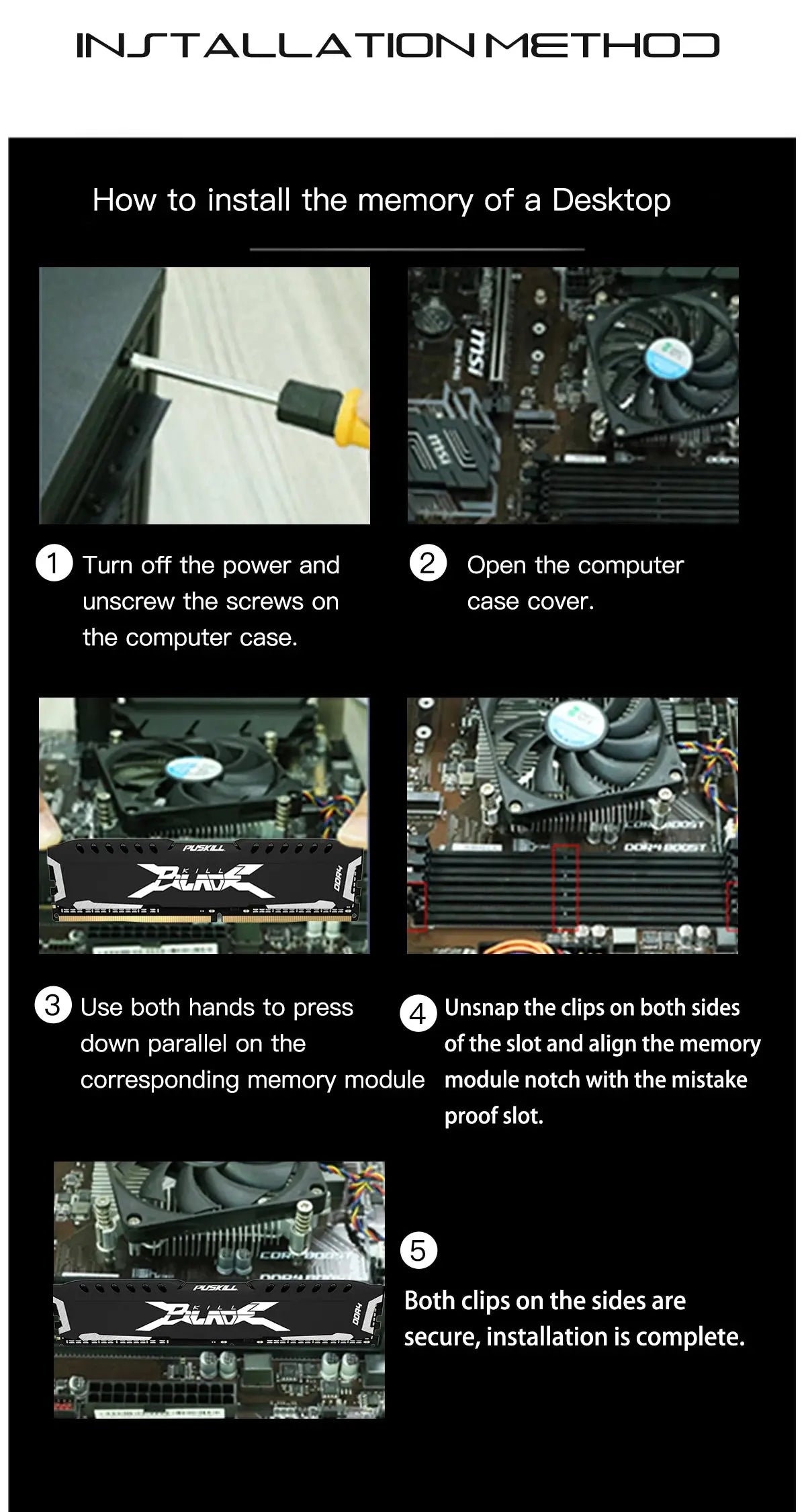 PUSKILL Memória RAM DDR4 16GB 8GB 1.2V 3200MHz 2666MHz Desktop Computer UDIMM Cooling Vest Memory Memoria - ALPENZO
