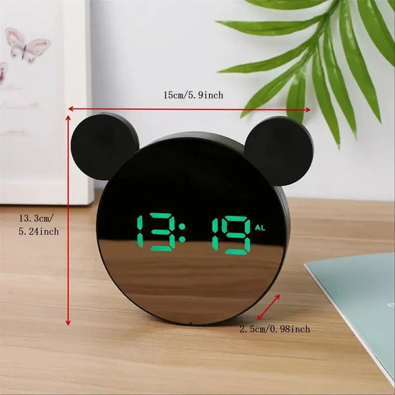 1 Set Mini Mouse Electronic Gift Clock Bedside Decoration Shipped with USB Charging Cable Snooze Digital Alarm Clock LED Clock ALPENZO