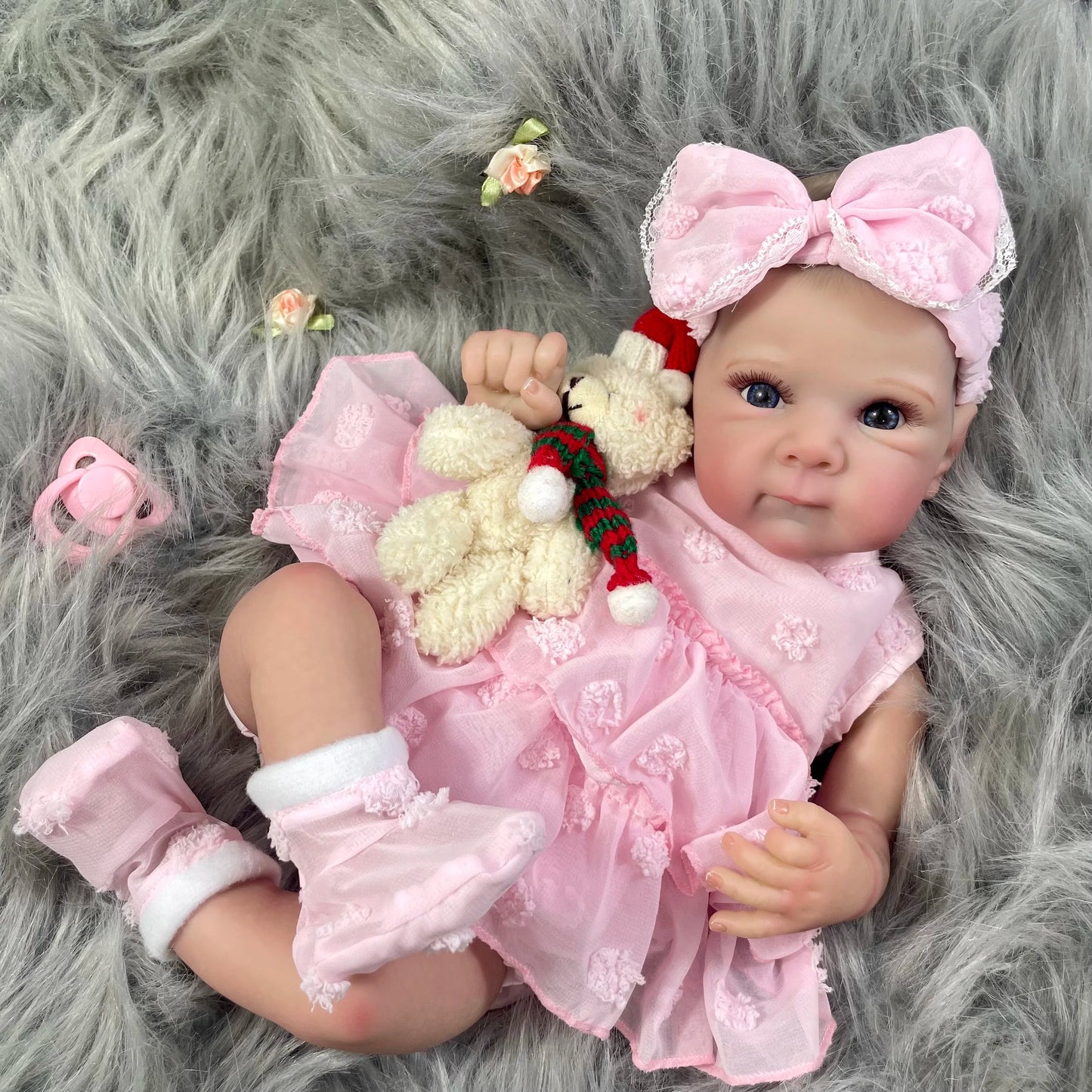 Two Options 18-19 Inch Reborn Baby Doll Girl Bettie Face Newborn Vinyl or Cloth 3D Skin Visible Veins Handmade Christmas Gift ALPENZO