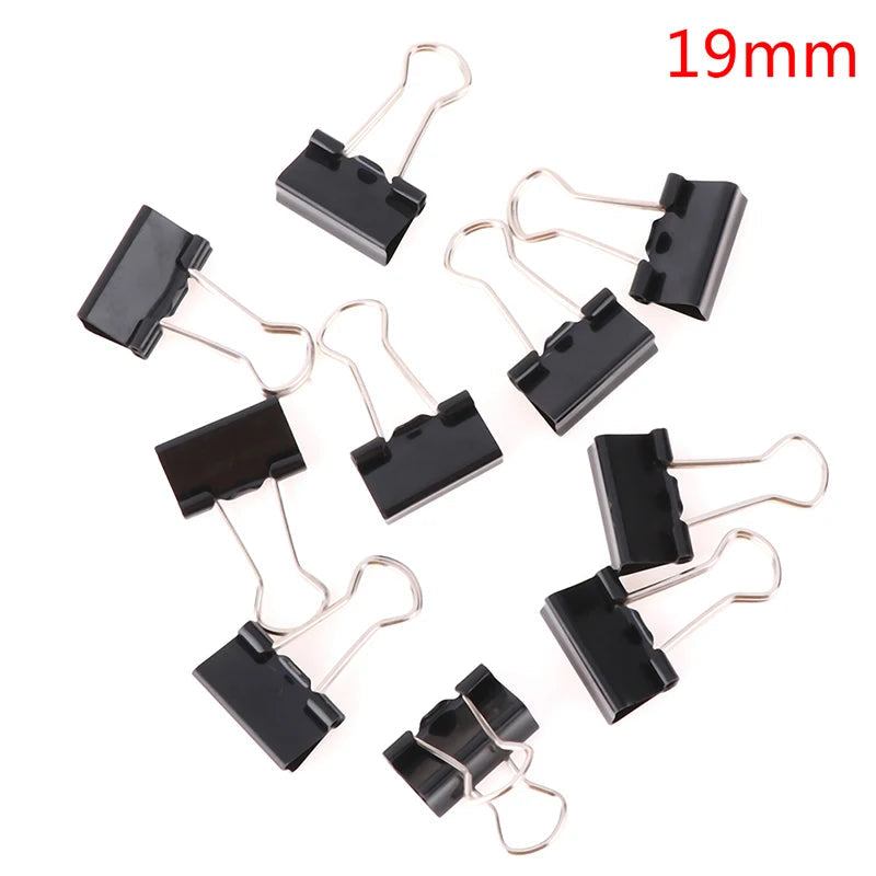 10pcs/lot Black Metal Binder Clips 19mm/ 25mm/ 32mm Notes Letter Paper Clip Office Supplies Binding Securing ALPENZO