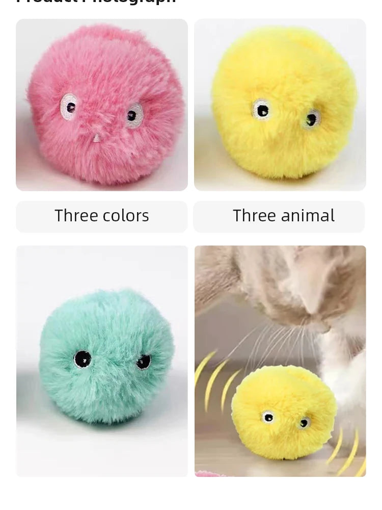 Interactive Ball Smart Cat Toys Plush Electric Catnip Training Toy Kitten Touch Sounding Pet Product Squeak Toy Ball - ALPENZO