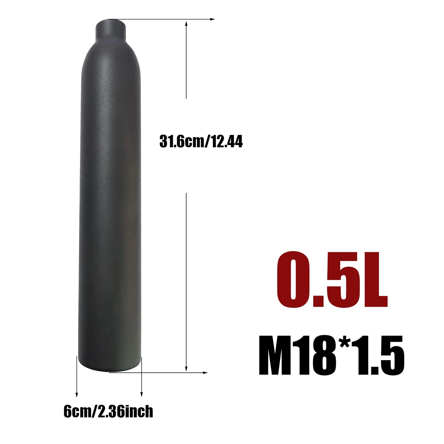 Compressed Air Tank High Pressure Gas Cylinder CO2 Bottle Cylinder 0.25L 0.35L 0.5L 4500psi 30MPa 300bar M18*1.5 Diving Aquarium