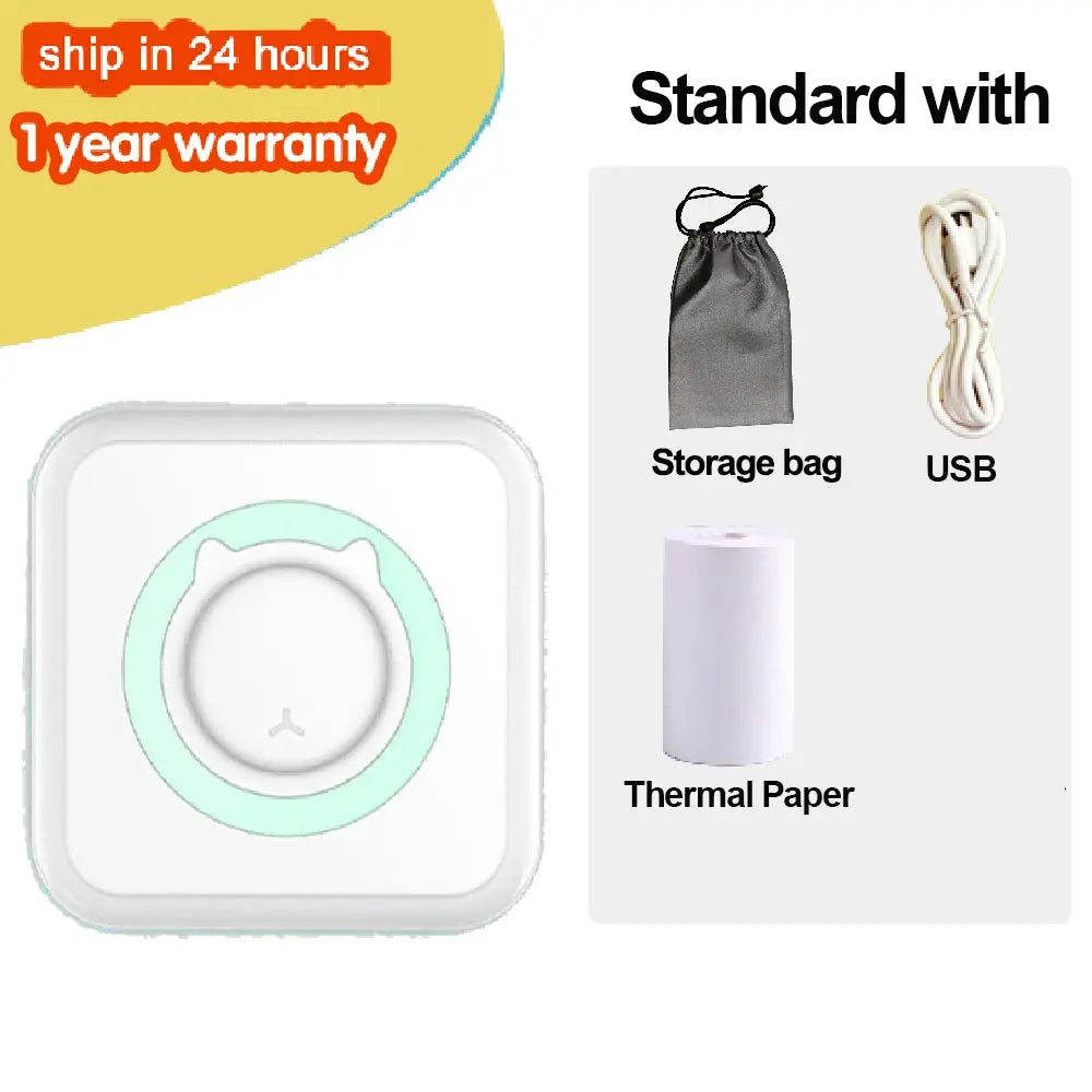 KGG Mini Portable Thermal Printer Paper Photo Pocket Thermal Printer Printing Wireless BT Connect Printers 200dpi Photo Lable - ALPENZO
