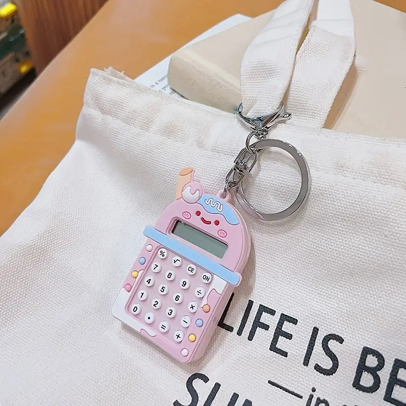 1pc Calculator Keychain Mini Portable Calculator With Creative Cute Keychain 8-Digit Display Pocket Calculator Keychain ALPENZO