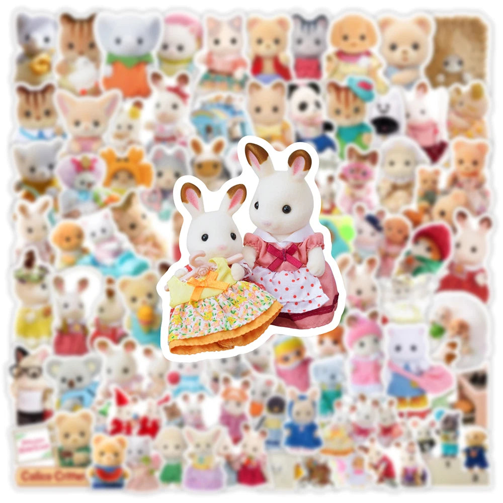 10/30/50/100pcs Cute Cartoon Sylvanian Families Stickers Kawaii Girls Kids Anime Decals Toys DIY Laptop Phone Waterproof Sticker ALPENZO