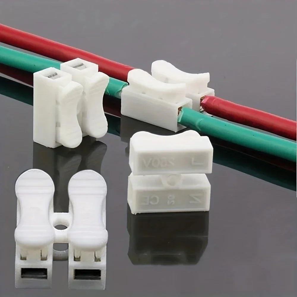 Nenhuma solda solda rápida 2P cabo fio conector, nenhum parafuso bloco terminal, braçadeira de mola, 20pcs - ALPENZO
