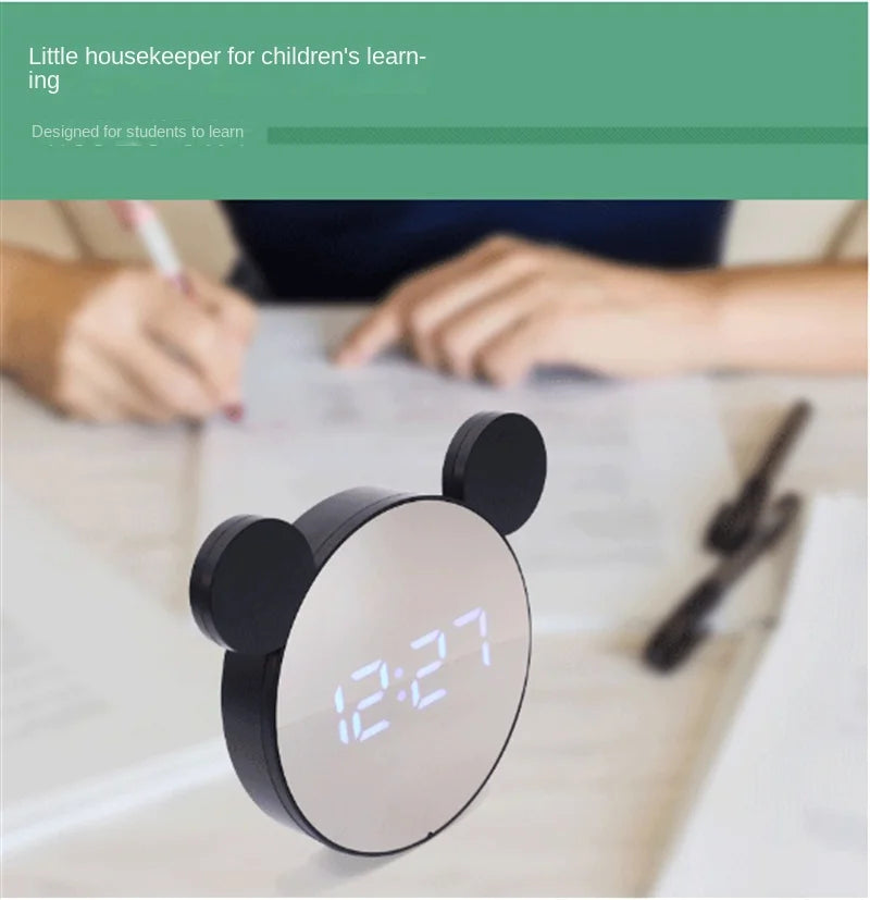1 Set Mini Mouse Electronic Gift Clock Bedside Decoration Shipped with USB Charging Cable Snooze Digital Alarm Clock LED Clock ALPENZO