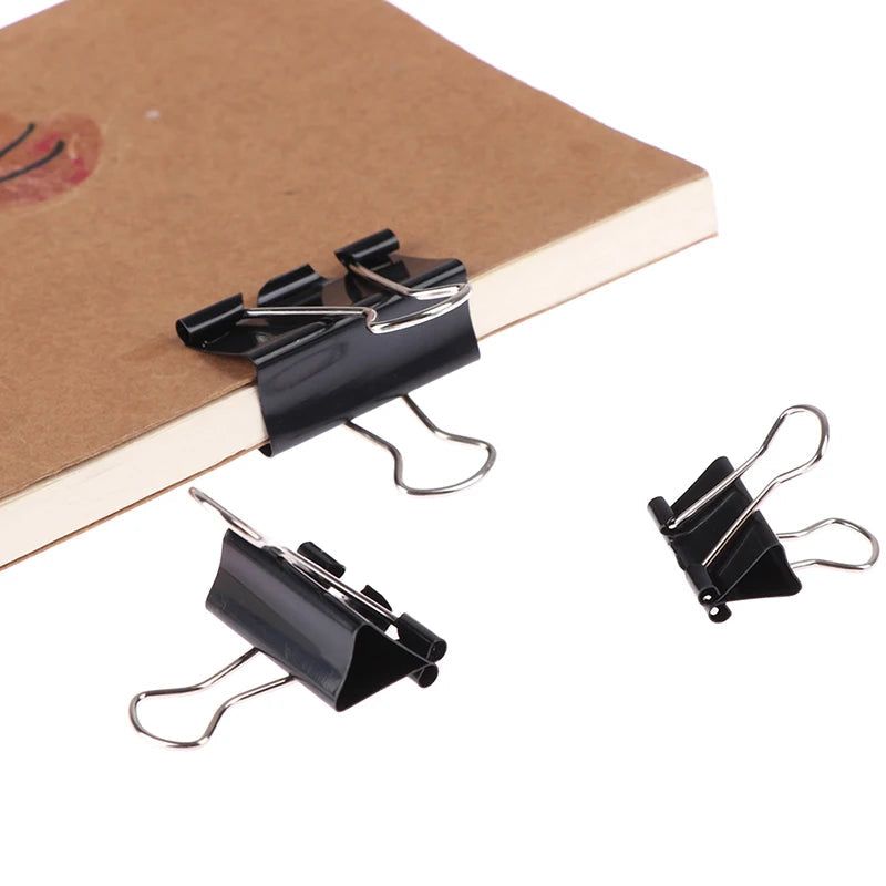 10pcs/lot Black Metal Binder Clips 19mm/ 25mm/ 32mm Notes Letter Paper Clip Office Supplies Binding Securing ALPENZO