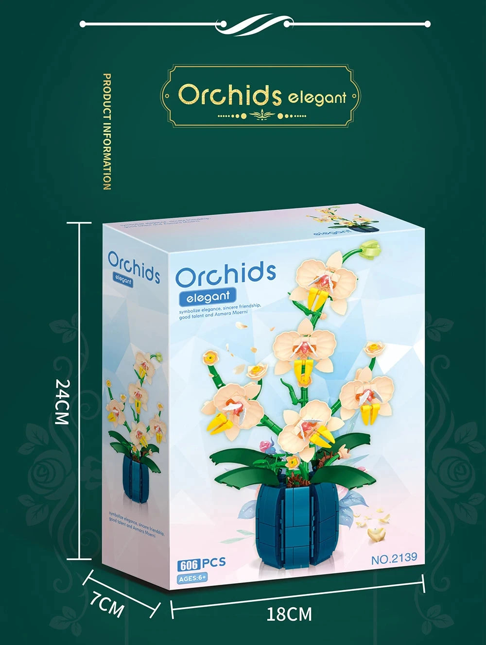 616PCS Orchid Building Blocks Flowers Bouquet Flower Blocks Bonsai Plant Model Bricks Romantic Home Decoration Toy For Kids Gift ALPENZO