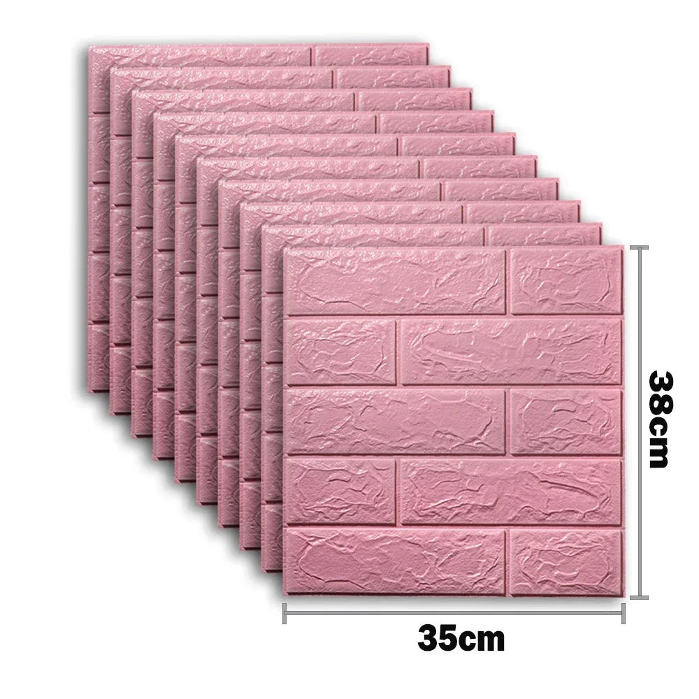 10pcs Self Adhesive Decor 3D Foam Wall Stickers Pane Room Waterproof peel and stick Brick Wallpaper for Interior Decoration - ALPENZO