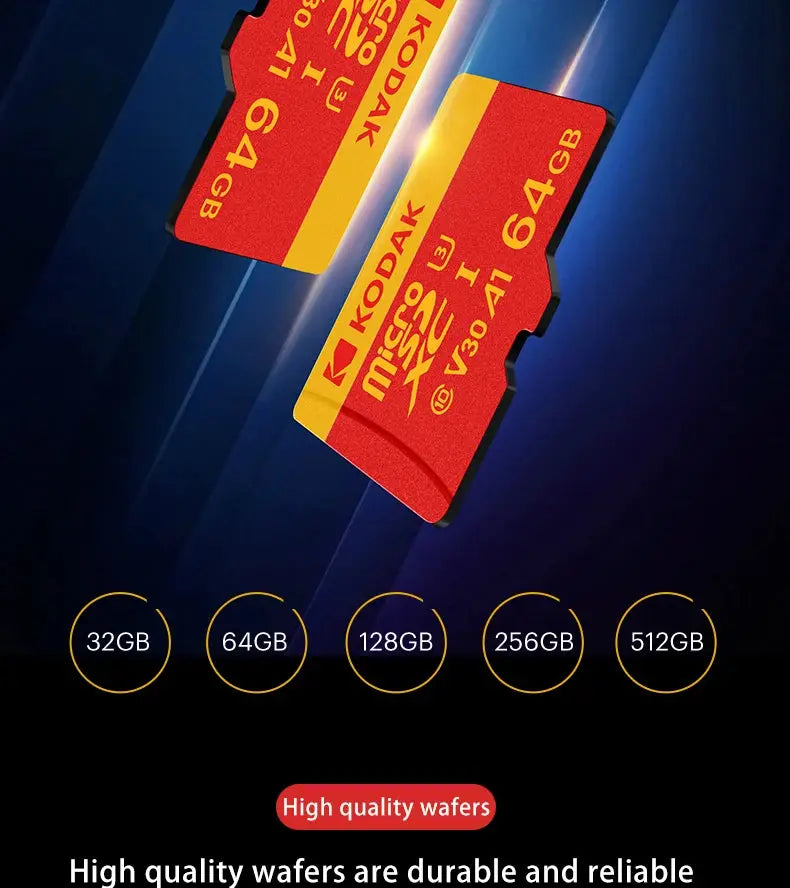 KODAK MicroSD Card Red Memory Card Class10 32GB 64GB 128GB 256GB U3 4K High Speed Flash Memory TF Flash Cards for Phone - ALPENZO