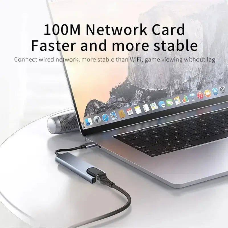 Usb 8 In 1 Type C 3 1 To 4k HdTV Hub Adapter With Sd Tf Rj45 Card Reader Pd Fast Charge For Macbook Notebook Computer - ALPENZO