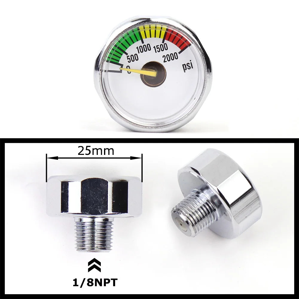 Air Mini Micro Pressure Gauge Manometre Manometer | Thread 1/8BSP(G1/8) 1/8NPT M10 M8 | 30PSI 300PSI 5000PSI 6000PSI 350BAR