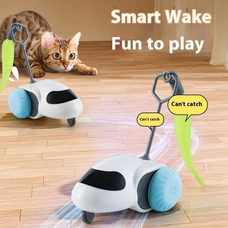 Smart Interactive Cat Toy Car Auto-Running Pet Vehicle with Obstacle Detection Durable for Indoor Cats Play - ALPENZO