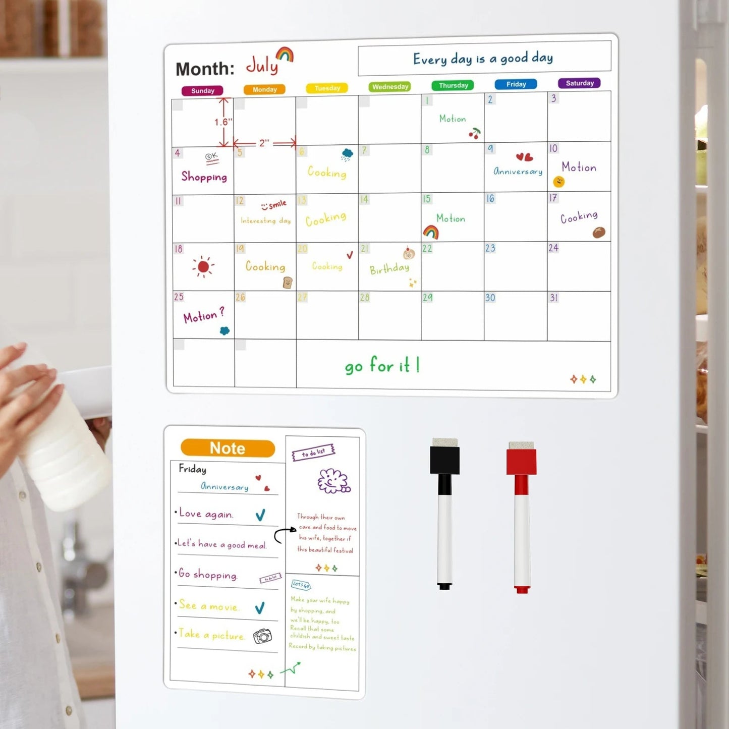 Magnetic Calendar For Fridge Monthly Weekly Planner Calendar Table Dry Erase Whiteboard With Pen Fridge Sticker Message Board ALPENZO