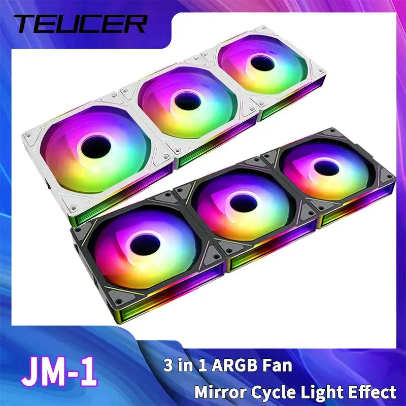 TEUCER JM-1 Computer Case Fan ARGB Mirror Cycle Light Effect 120mm 4Pin PWM PC Cooling Fan Low Noise Water Cooling Ventilador - ALPENZO