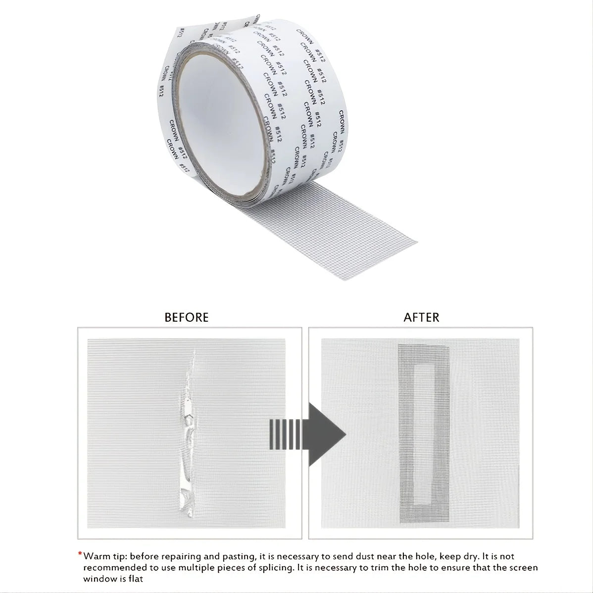 5mm/2m Self-adhesive Window Screen Repair Subsidy Anti-bug Fly Mesh Perforation Tape Is Durable - ALPENZO