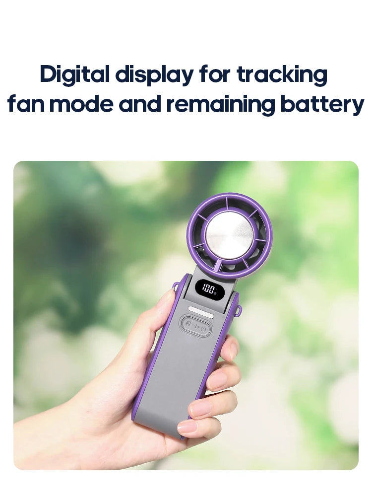 KINSCOTER Outdoor Foldable Portable Handheld Fan Mini Cooling Rechargeable 3600mAh 100-level Free Control High Speed Turbo Fan ALPENZO