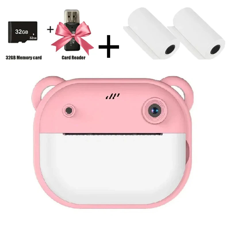 Children Digital Camera Instant Print for Kids Thermal Print Camera Instant Photo Printing Camera Video Toys+32G Memory Card ALPENZO