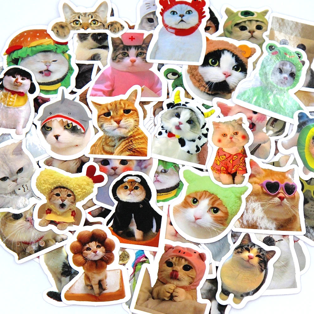 10/50/100pcs Funny Cat Stickers Cartoon Cute Decals Toy Stationery Guitar Phone Bicycle Laptop Luggage Car Graffiti Kids Sticker ALPENZO
