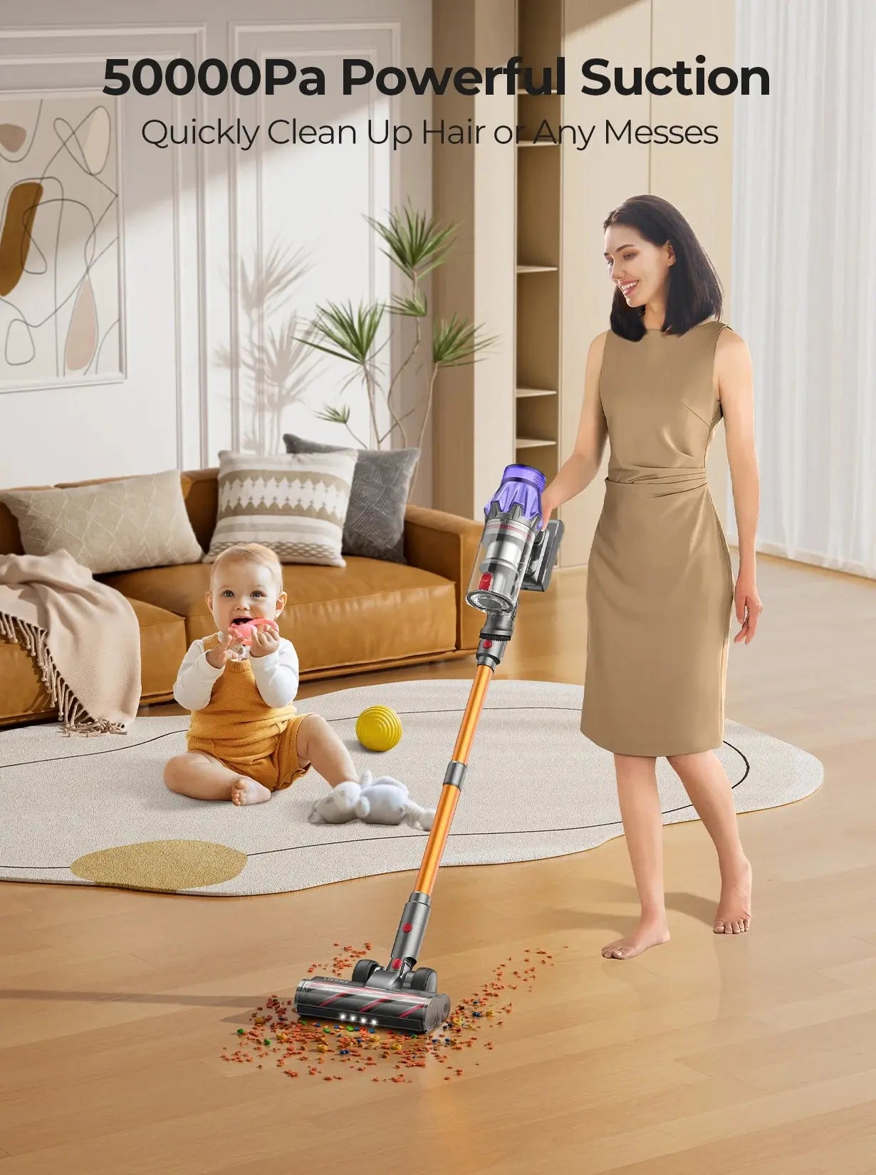 Laresar V7 500W 50KPA Suction Power Cordless Vacuum Cleaner Handheld smart Home appliance Removable Battery Dust Cup - ALPENZO