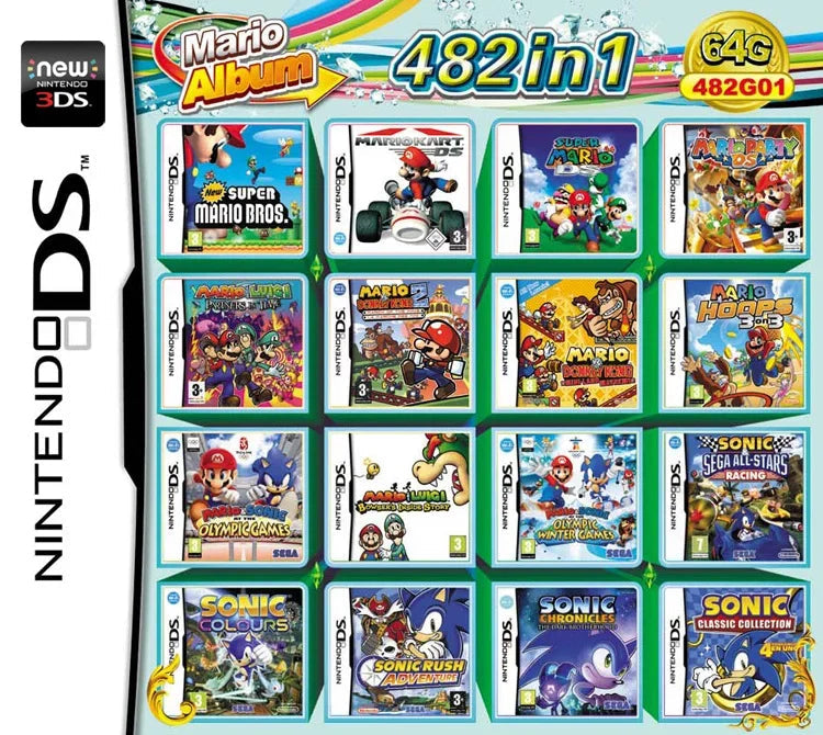 Factory Direct 3DS NDS 208 IN1 Game Card Combo Card 510 IN1 NDS Combo Card NDS Cassette 482 IN1 23 IN1 Classic Game Gift ALPENZO