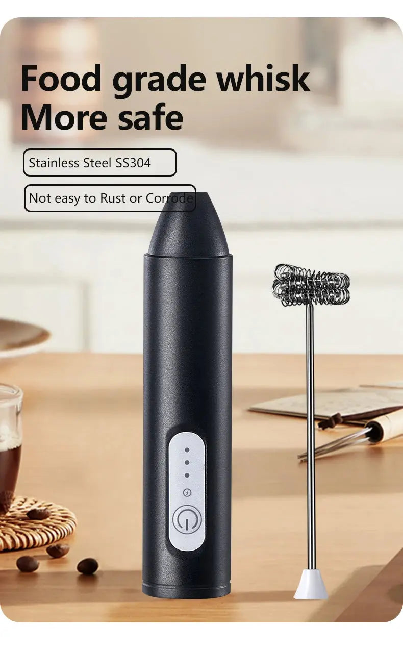 Wireless Milk Frother Electric Type-C Handheld Blender Stainless Steel Mini Coffee Maker Whisk Mixer For Coffee Cappuccino Cream - ALPENZO