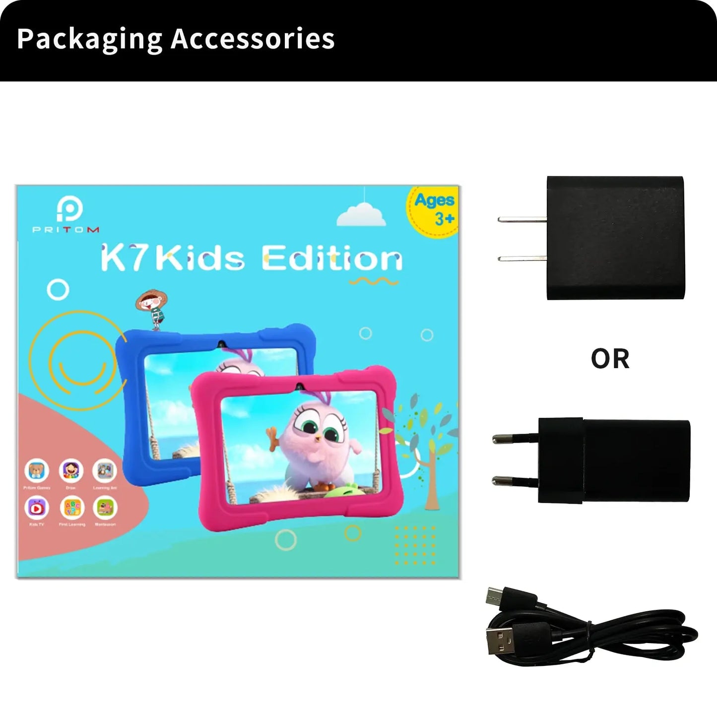 PRITOM 7 Inch Kids Tablet Quad Core Android 10 32GB WiFi Bluetooth Educational Software Installed - ALPENZO
