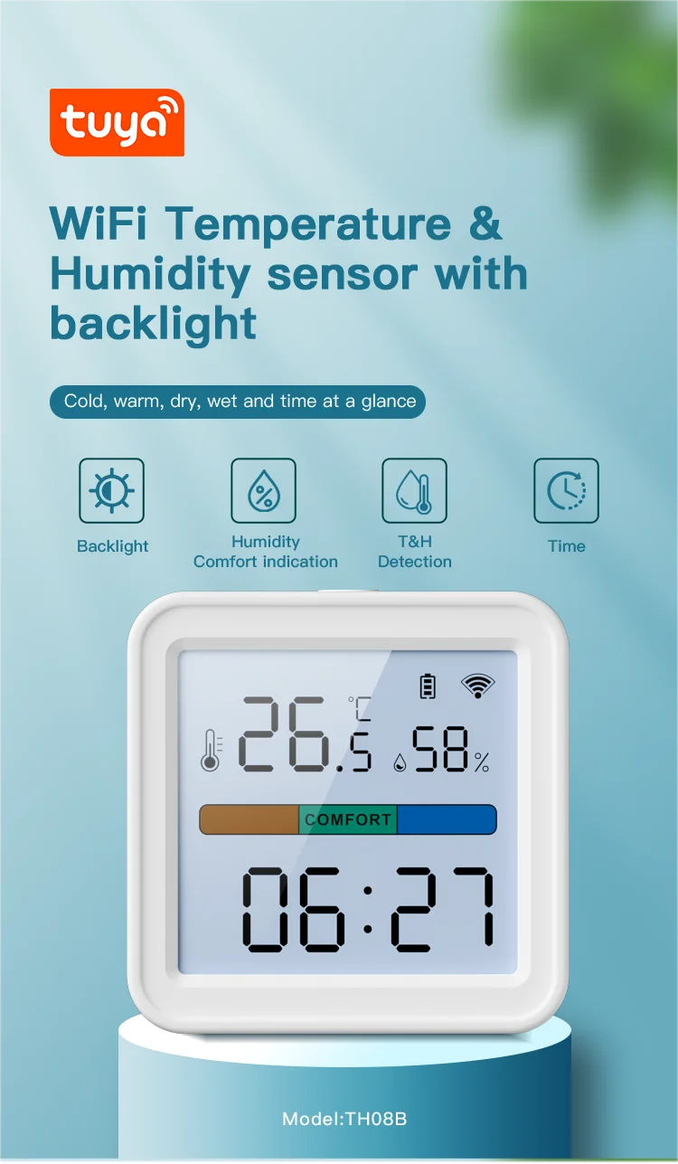 Tuya WiFi Temperature Humidity Sensor Smart Life Backlight Hygrometer Thermometer Sensor For Smart Home - ALPENZO